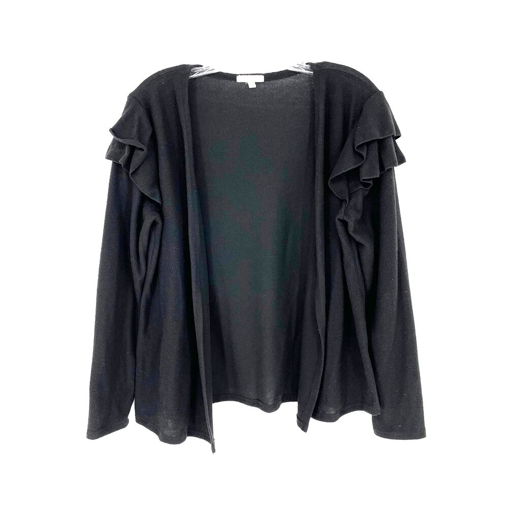 Maurices Soft Ruffle Black Cardigan Sweater Size Medium